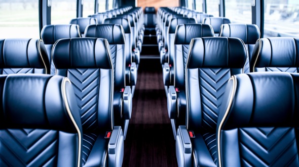 50 passenger charter bus inside palm desert